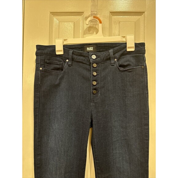 Paige Size 31 High Rise Manhattan Bootcut Blue Jeans - Picture 2 of 8